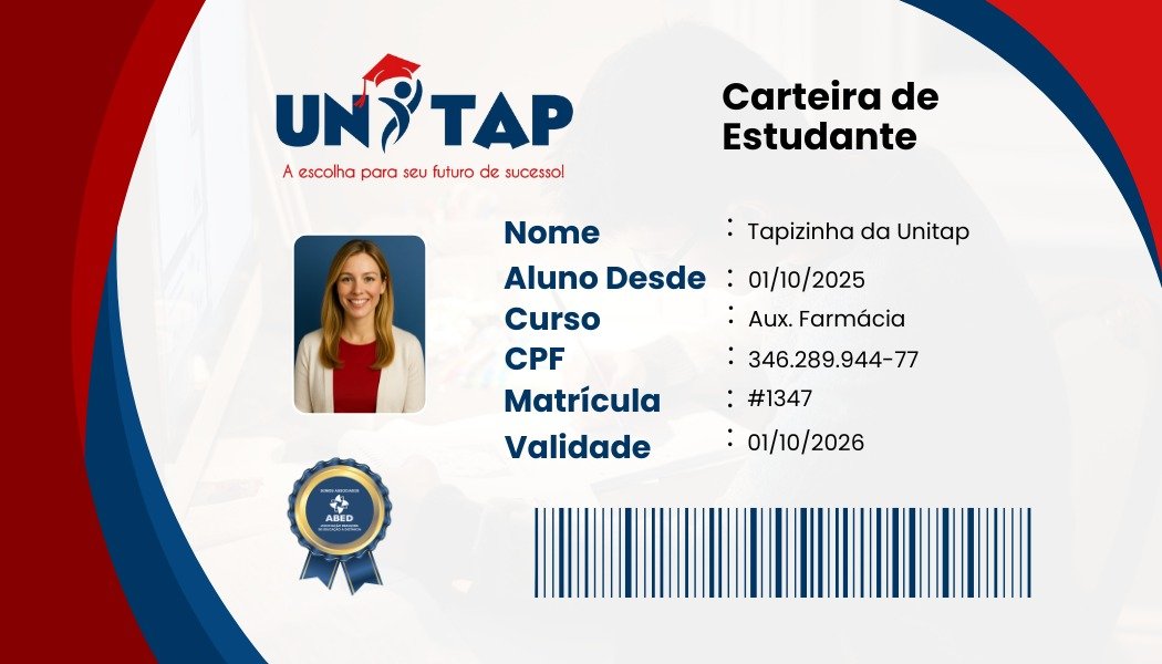 Frente da Carteirinha de Estudante Unitap