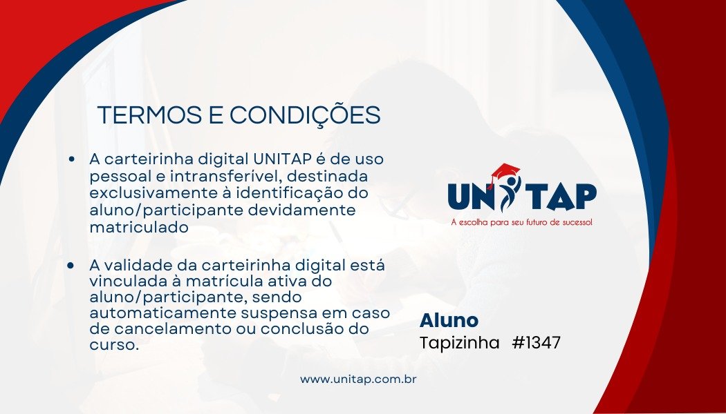 Verso da Carteirinha de Estudante Unitap